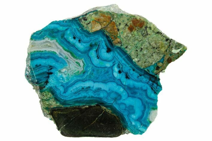 Polished Banded Chrysocolla Slice - Bagdad Mine, Arizona #378922